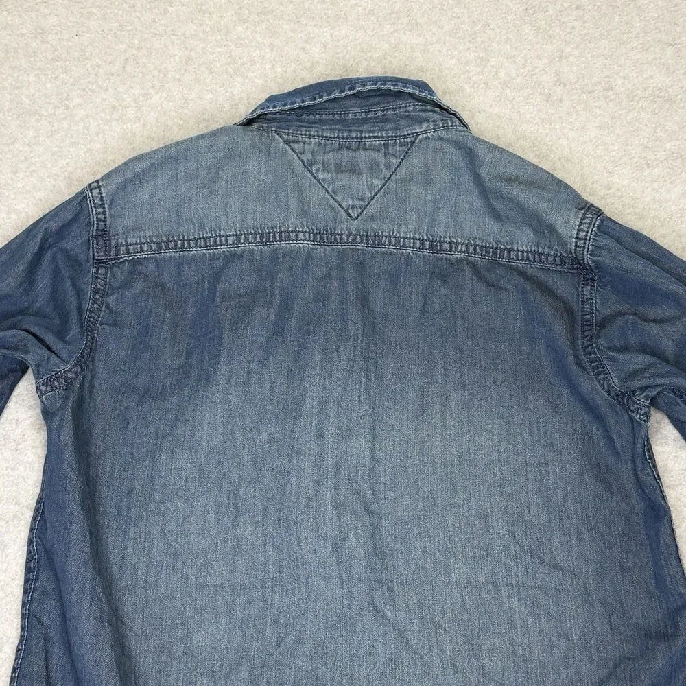 Tommy Hilfiger Boys M 12-14 Denim Button Up‎ Shirt Medium Blue Chambray